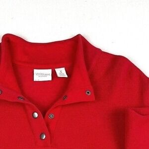 Weekends By a Chico's‎ Sz 3 Women's Red Long Sleeve Pullover Pockets Zip Neck